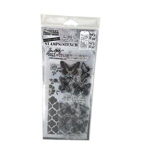 Tim Holtz THMM144 Butterfly Stamp Stencil Set New Mixed Media Craft